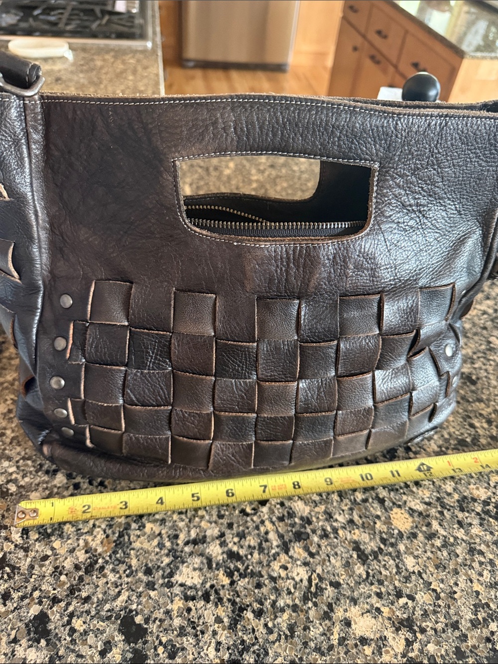 Bed Stu Black Woven Leather Shoulder Bag